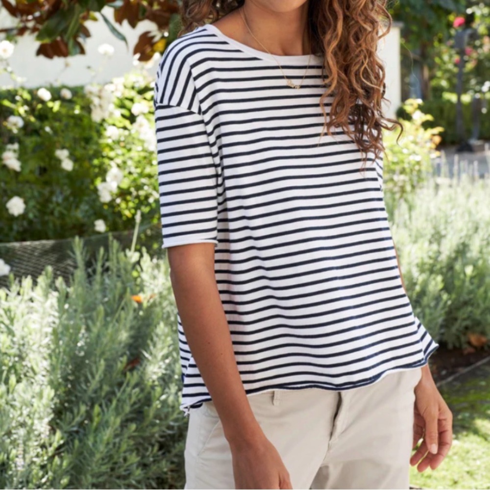 Frank & Eileen women Josephine navy French stripe heritage jersey 100% Cotton XS